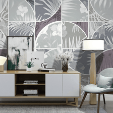 MinimalisticDecor.com-Geometric Leaf Patterned Wallpaper Murals