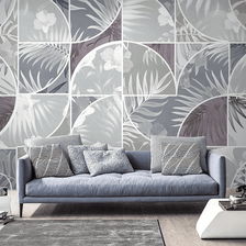 MinimalisticDecor.com-Geometric Leaf Patterned Wallpaper Murals