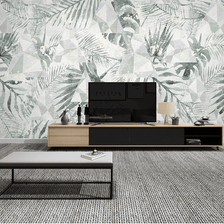 MinimalisticDecor.com-Geometric Leafs Design - Tropical Wallpaper Murals