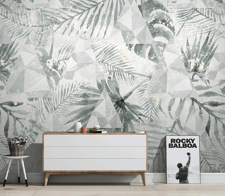MinimalisticDecor.com-Geometric Leafs Design - Tropical Wallpaper Murals