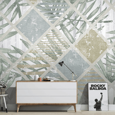 MinimalisticDecor.com-Geometric Leafs Textured Wallpaper Murals
