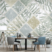 MinimalisticDecor.com-Geometric Leafs Textured Wallpaper Murals