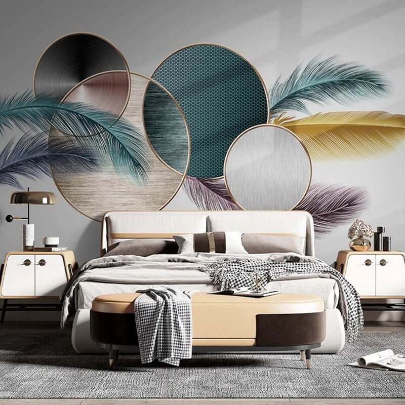 MinimalisticDecor.com-Geometric Leafs Wallpaper: Transform Your Space