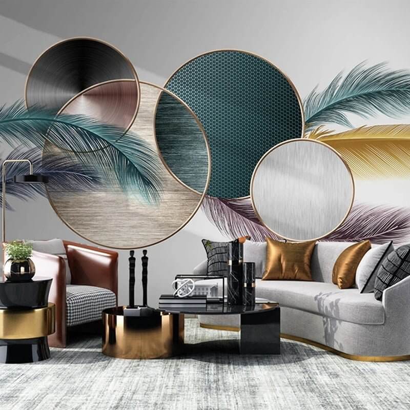 MinimalisticDecor.com-Geometric Leafs Wallpaper: Transform Your Space
