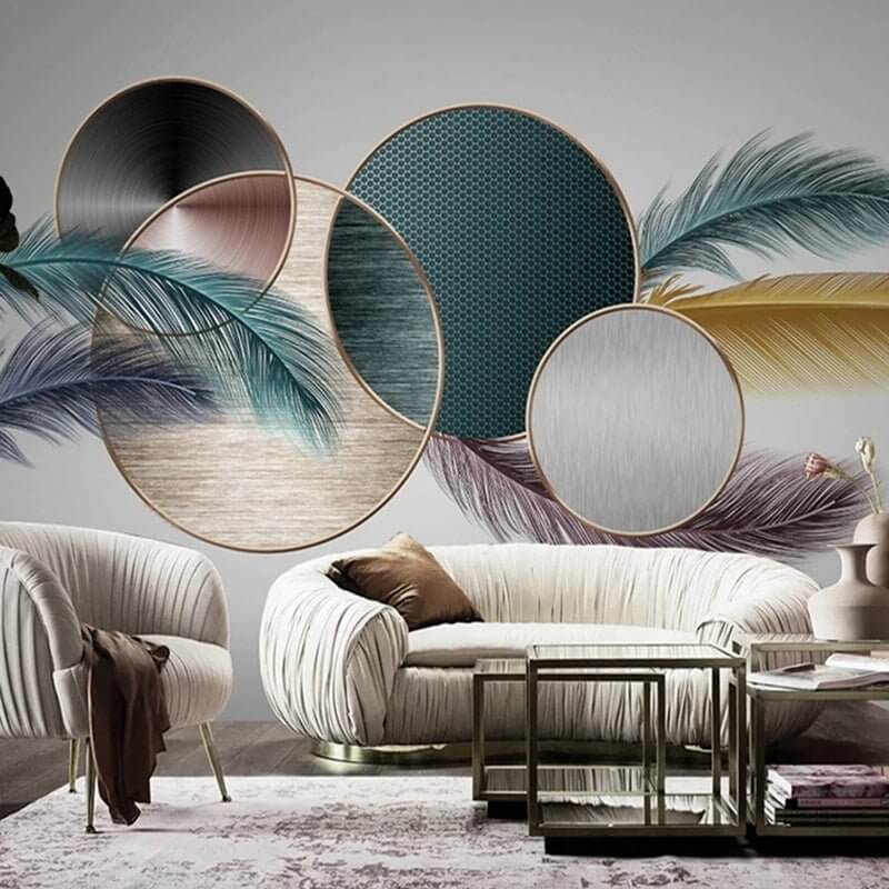 MinimalisticDecor.com-Geometric Leafs Wallpaper: Transform Your Space