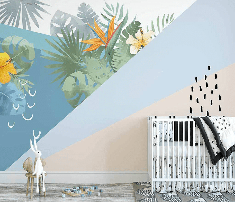 MinimalisticDecor.com-Geometric Line Leafs Wallpaper Murals