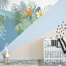 MinimalisticDecor.com-Geometric Line Leafs Wallpaper Murals