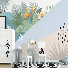 MinimalisticDecor.com-Geometric Line Leafs Wallpaper Murals