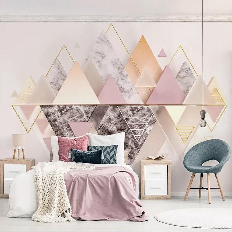 MinimalisticDecor.com-Geometric Mountains Triangle Wallpaper for Home Wall Decor