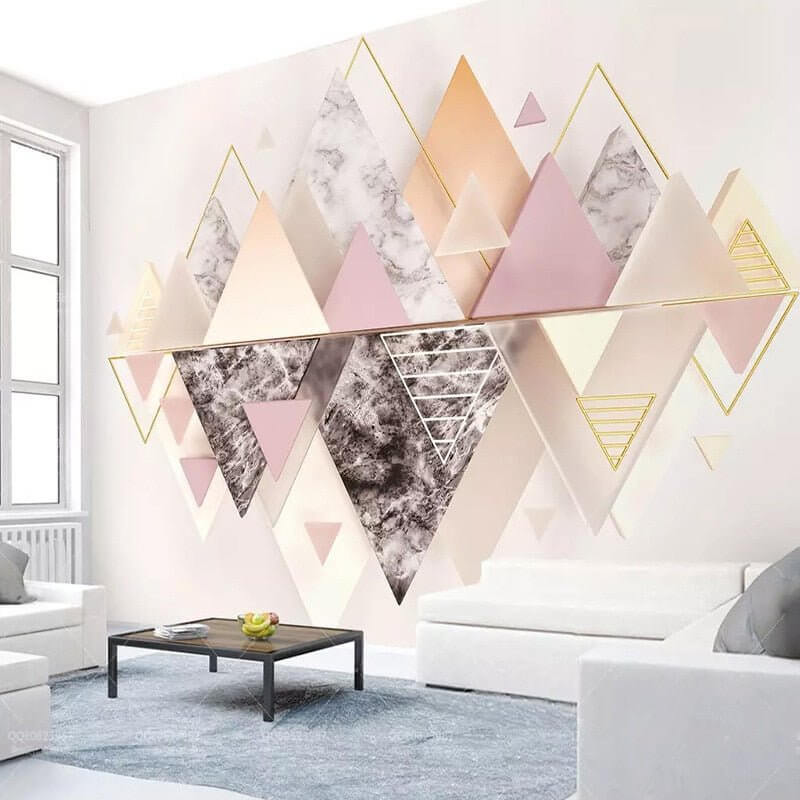 MinimalisticDecor.com-Geometric Mountains Triangle Wallpaper for Home Wall Decor