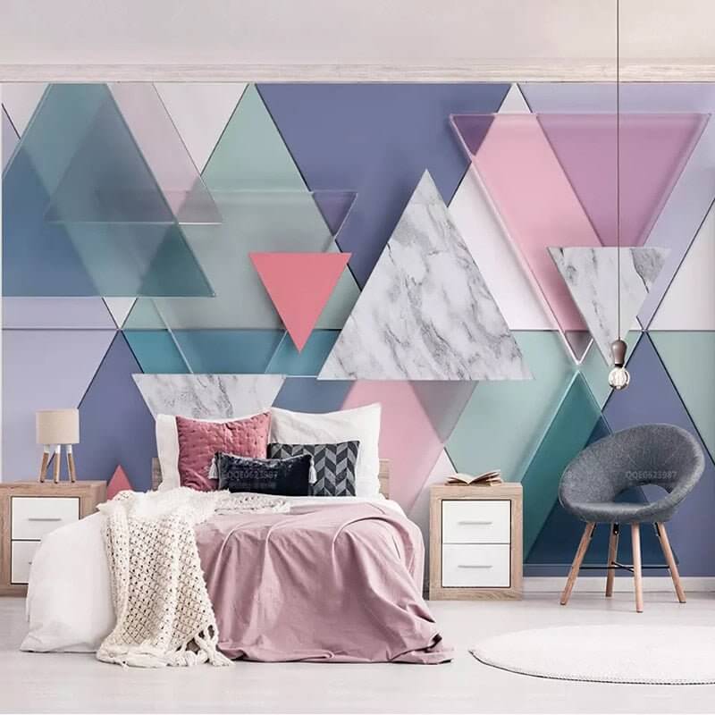 MinimalisticDecor.com-Geometric Triangle Wallpaper for Home Wall Decor