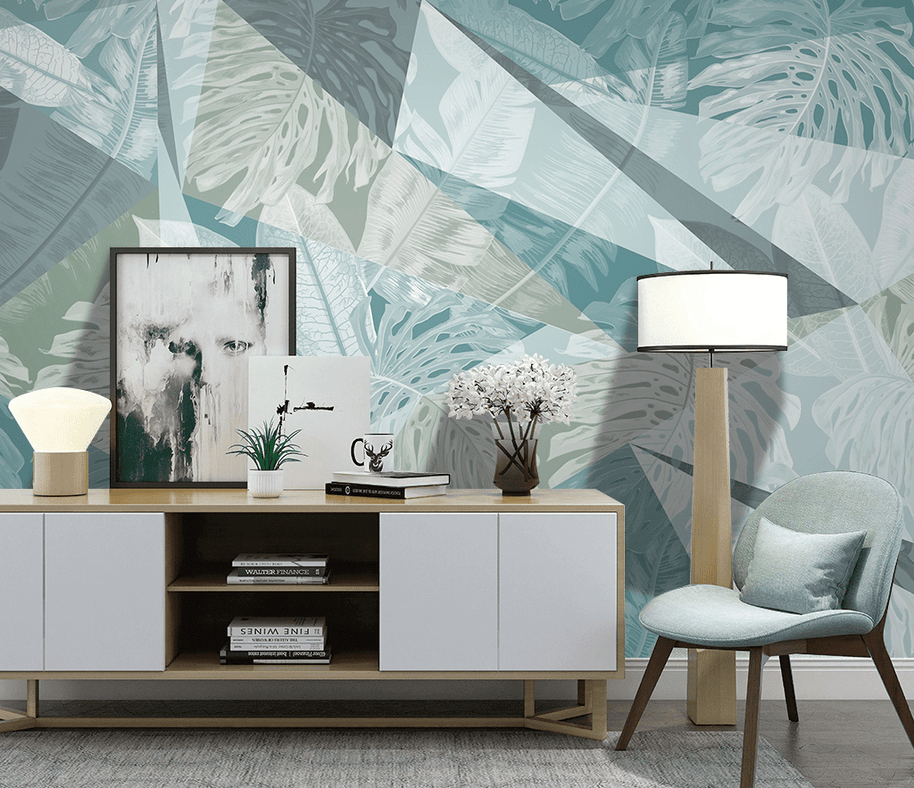 MinimalisticDecor.com-Geometric Triangular leafs Wallpaper Murals
