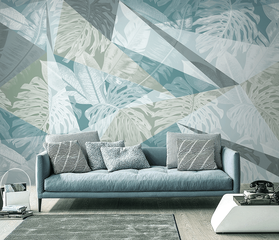 MinimalisticDecor.com-Geometric Triangular leafs Wallpaper Murals