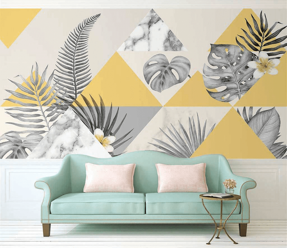 MinimalisticDecor.com-Geometric Yellows Wallpaper Murals