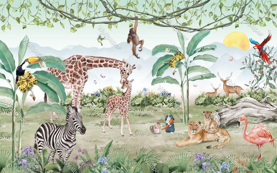 MinimalisticDecor.com-Get Mesmerized with Giraffe Love – Kids Room Wallpaper Mural
