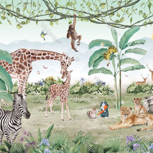MinimalisticDecor.com-Get Mesmerized with Giraffe Love – Kids Room Wallpaper Mural