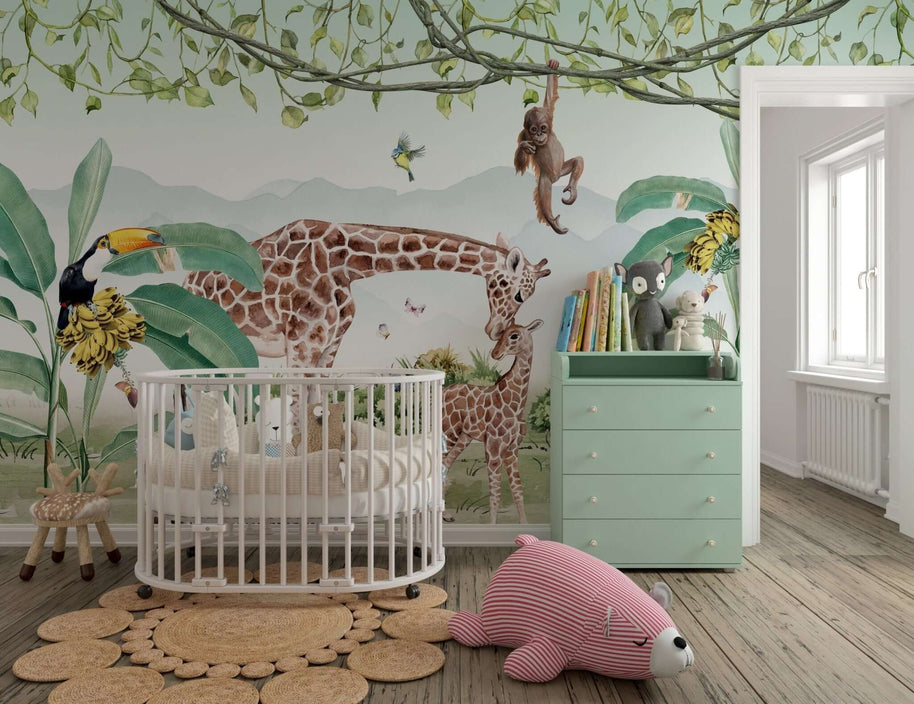 MinimalisticDecor.com-Get Mesmerized with Giraffe Love – Kids Room Wallpaper Mural