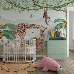MinimalisticDecor.com-Get Mesmerized with Giraffe Love – Kids Room Wallpaper Mural