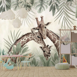 MinimalisticDecor.com-Giraffe Love Wallpaper Mural: Transform Your Space