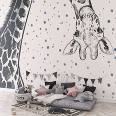 MinimalisticDecor.com-Giraffe Peek a Boo - Kids Room Wallpaper Mural