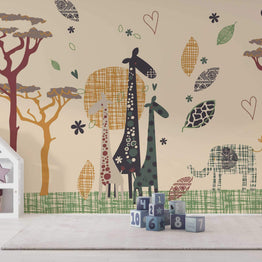 MinimalisticDecor.com-Giraffe Wallpaper Mural: Vibrant & Striking Art for Walls