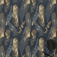 MinimalisticDecor.com-Gloden Gray Leaves Wallpaper Mural
