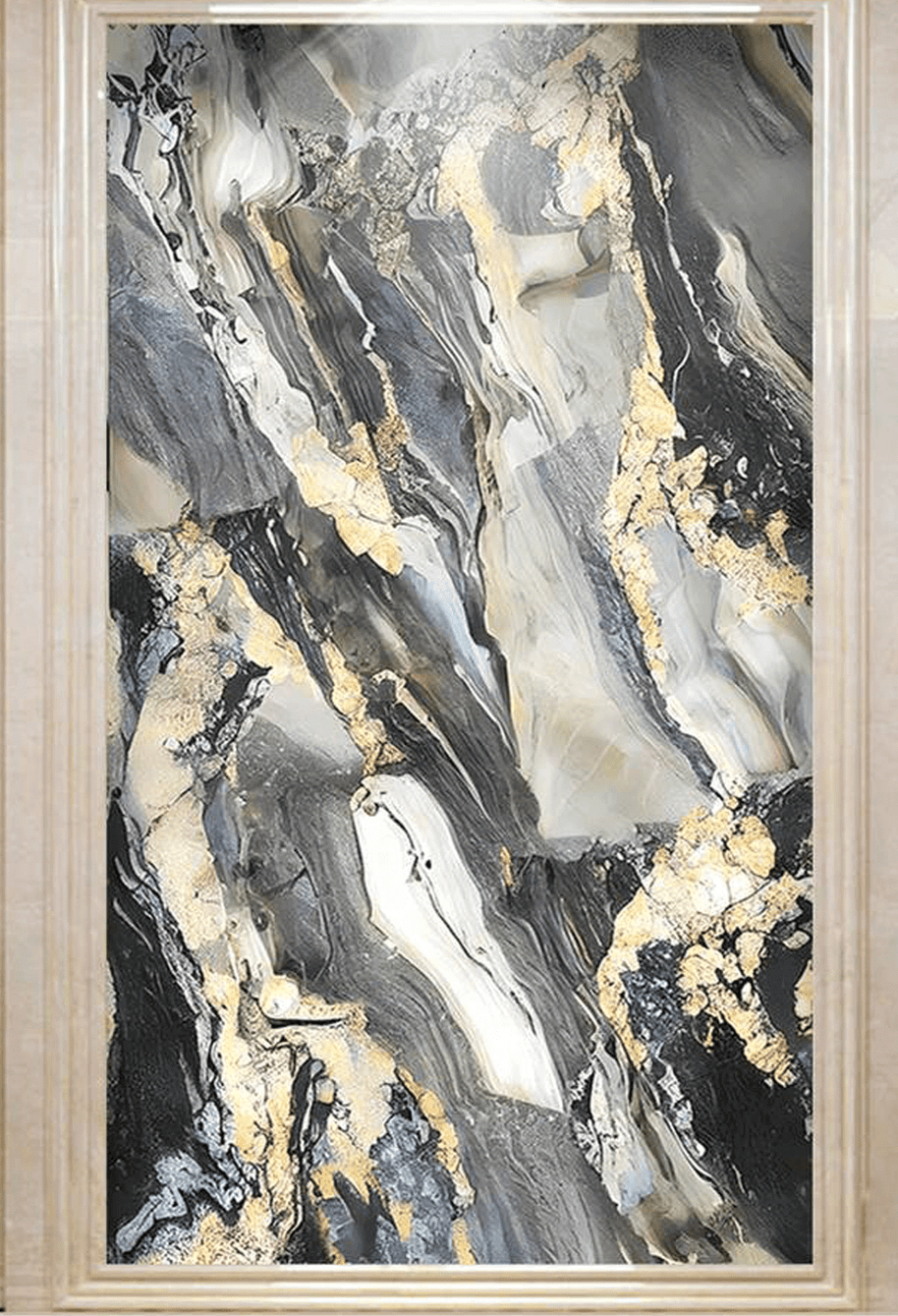 MinimalisticDecor.com-Gold & Black Stone Design - Marble Wallpaper Murals