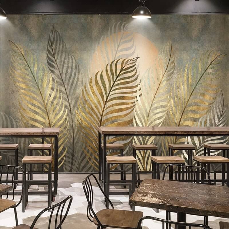 MinimalisticDecor.com-Golden Leaf Wallpaper: The Ultimate Home Décor Mural