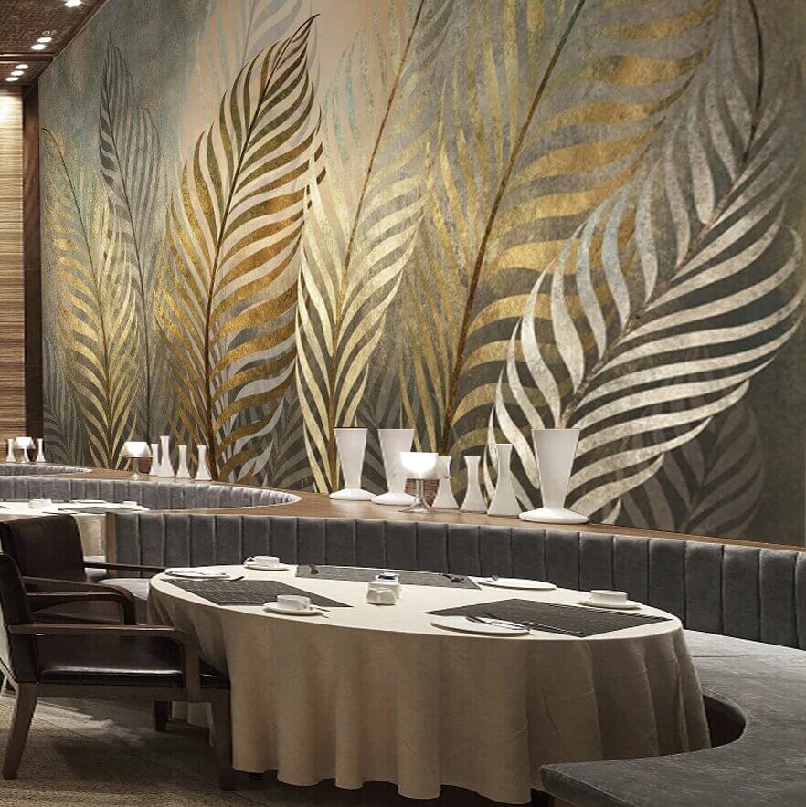 MinimalisticDecor.com-Golden Leaf Wallpaper: The Ultimate Home Décor Mural