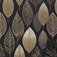 MinimalisticDecor.com-Golden Leafs Pattern Wallpaper Mural