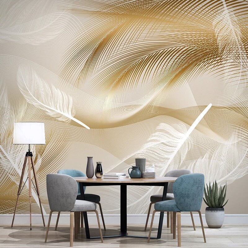 MinimalisticDecor.com-Golden Leaves Wallpaper Mural - Transform Your Space