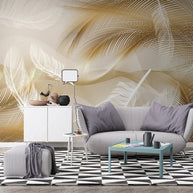 MinimalisticDecor.com-Golden Leaves Wallpaper Mural - Transform Your Space