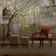 MinimalisticDecor.com-Golden Passage: Walk to Home in Winter Wallpaper