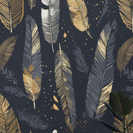 MinimalisticDecor.com-Golden Shine Leaves Wallpaper Mural