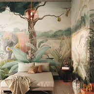 MinimalisticDecor.com-Golden Sunrise Kings Elephant Era Wallpaper