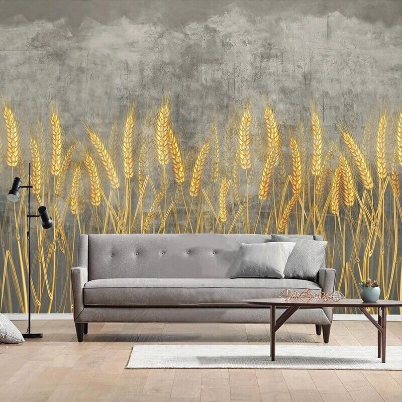 MinimalisticDecor.com-Golden Wheat Field Wallpaper for Home Wall Decor