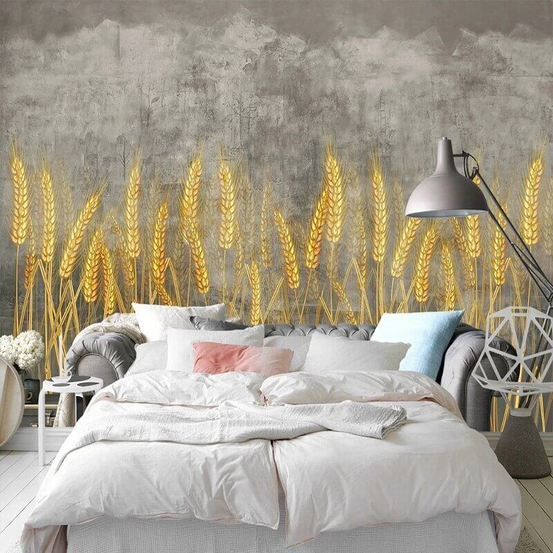 MinimalisticDecor.com-Golden Wheat Field Wallpaper for Home Wall Decor