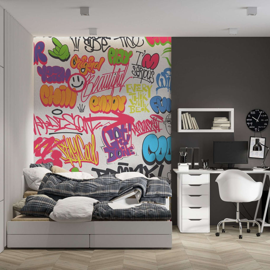 MinimalisticDecor.com-Graffiti Wallpaper Mural: Vibrant and Unique Designs