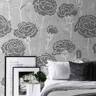 MinimalisticDecor.com-Gray Floral Haven Wallpaper Mural