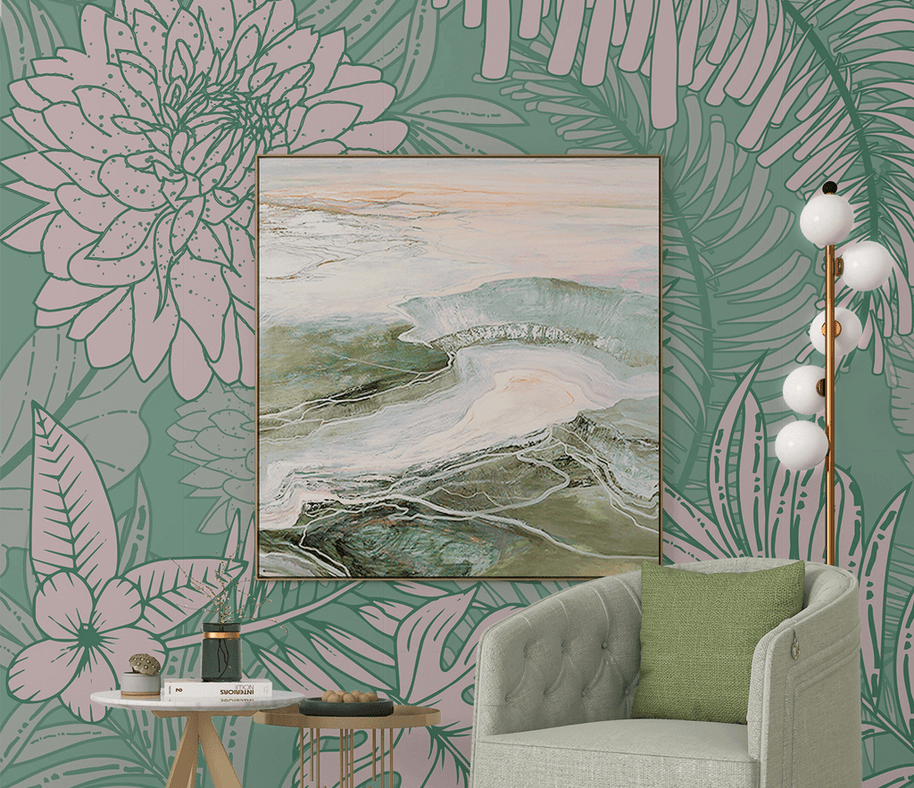 MinimalisticDecor.com-Green Blossom Flowers Wallpaper Murals - Stunning Wall Decor