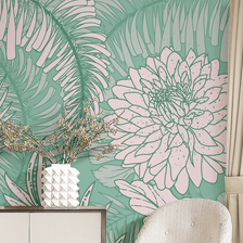 MinimalisticDecor.com-Green Blossom Flowers Wallpaper Murals - Stunning Wall Decor