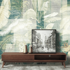 MinimalisticDecor.com-Green Geometric Leaves Wallpaper Murals