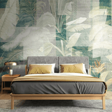 MinimalisticDecor.com-Green Geometric Leaves Wallpaper Murals