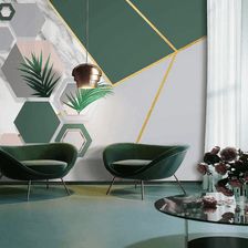 MinimalisticDecor.com-Green Geometric Shapes Wallpaper Murals