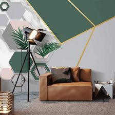 MinimalisticDecor.com-Green Geometric Shapes Wallpaper Murals