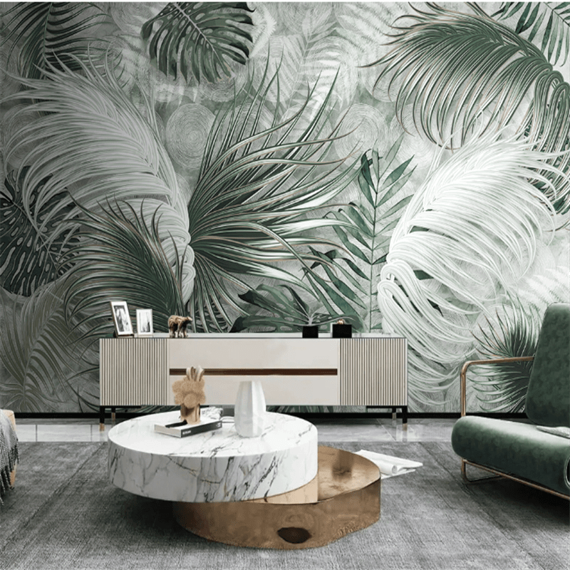 MinimalisticDecor.com-Green Haven Living Room Wall Mural