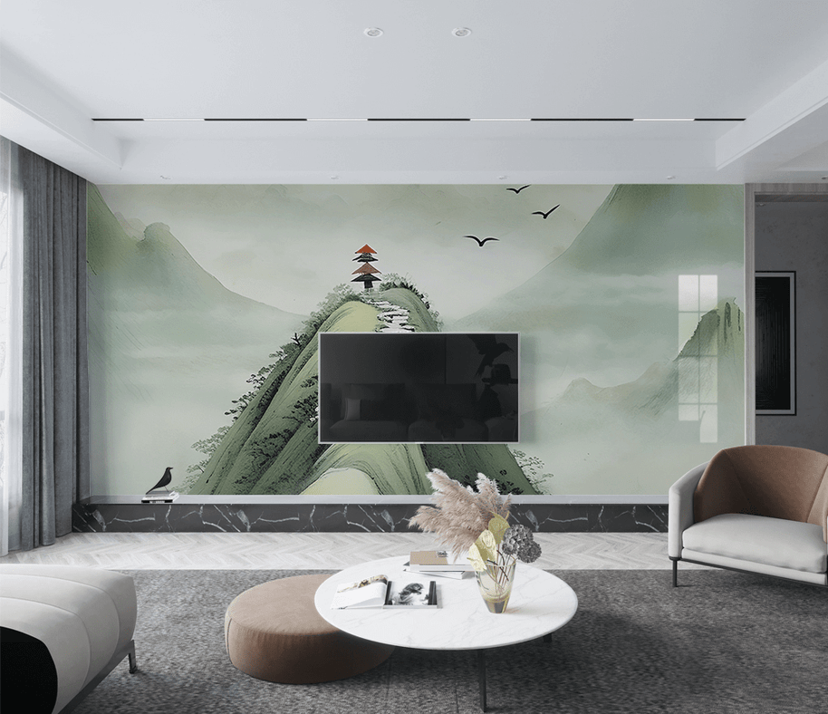 MinimalisticDecor.com-Green Hill Wallpaper Murals: Revitalize Your Space