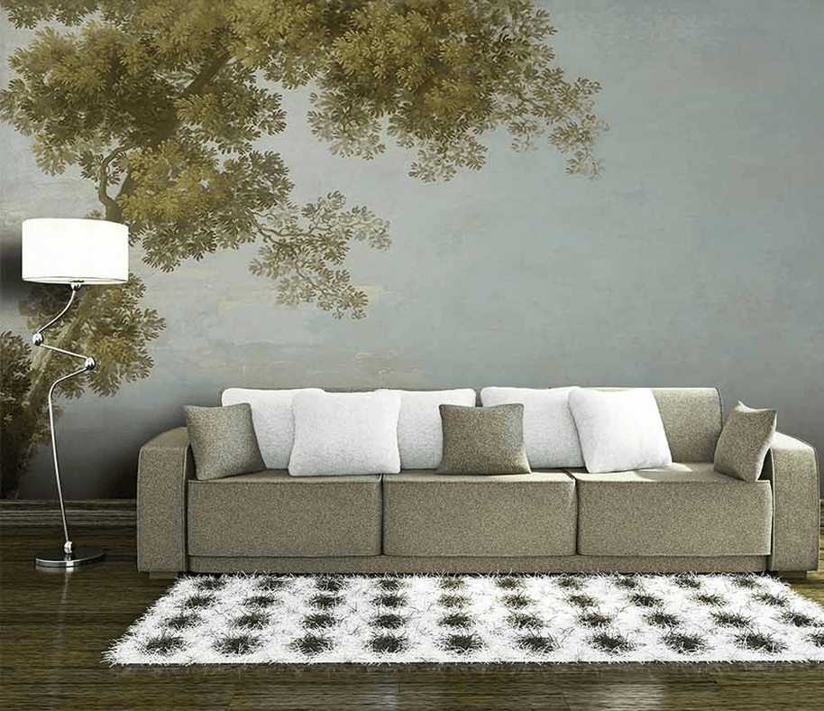 MinimalisticDecor.com-Green in Morning Shadow – Tree Wallpaper Murals