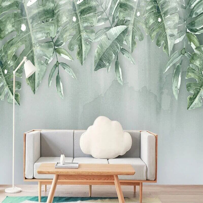 MinimalisticDecor.com-Green Leaf Wallpaper for Home Wall Decor