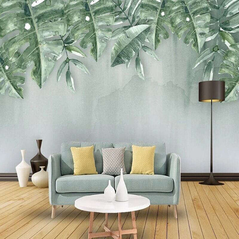 MinimalisticDecor.com-Green Leaf Wallpaper for Home Wall Decor